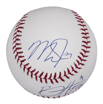 Mike Trout & Bryce Harper Dual Signed OML Selig Baseball (MLB Authenticated & PSA/DNA)